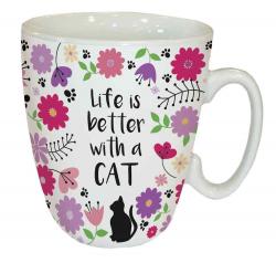 Life is better with a Cat - Floral - Standard Mug