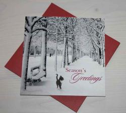 Weihnachtskarte - Frosty Morning - Katze - Seasons Greetings
