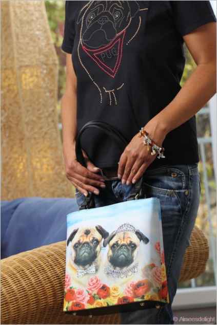 Motivtasche: "Wedding Pugs" beige Möpse